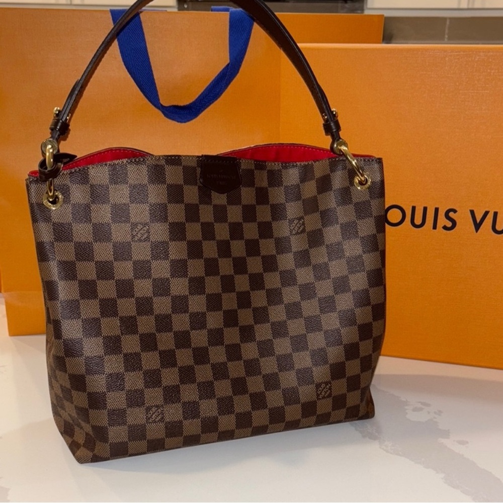 Louis Vuitton Brown and Red Checkered Women's Bag